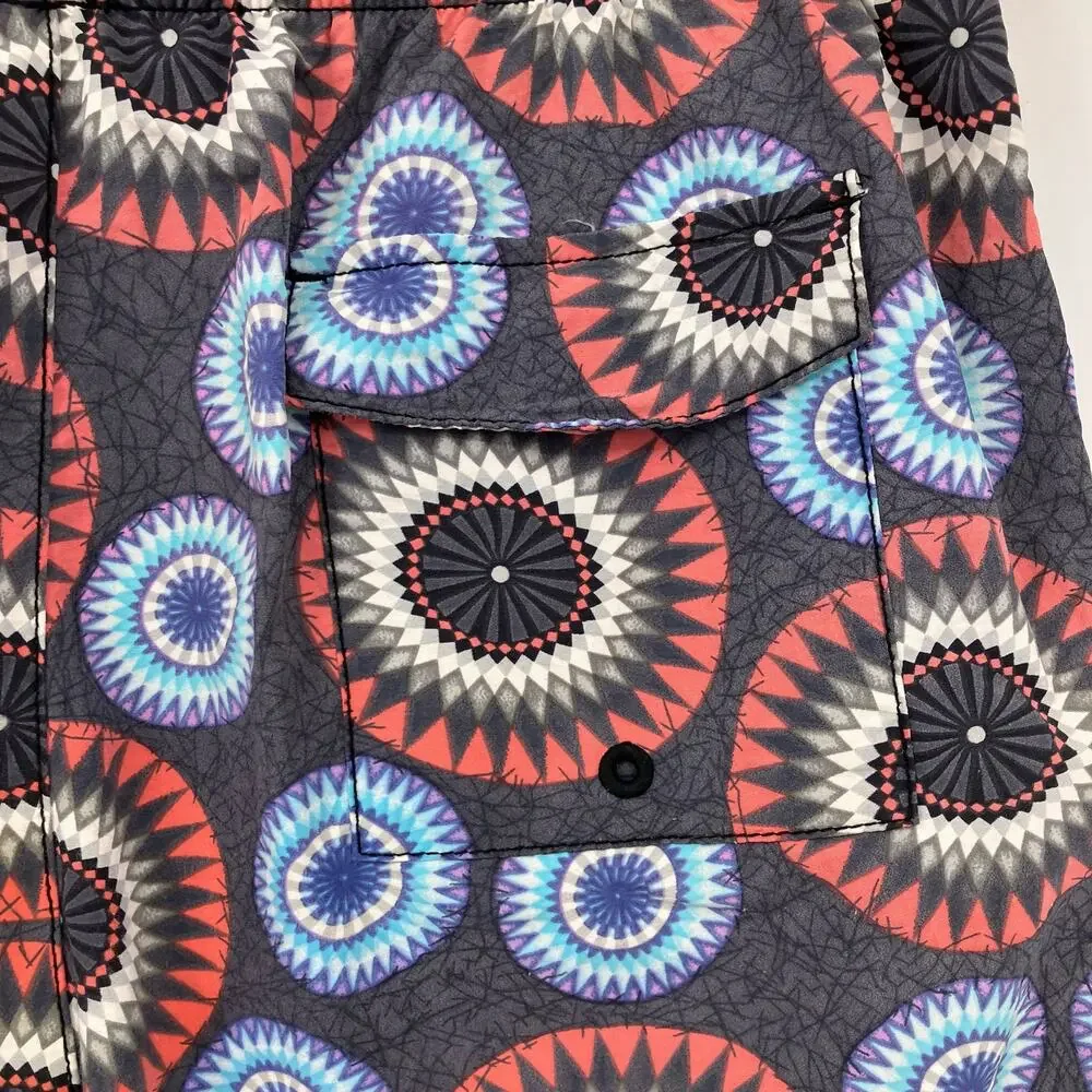 Tommy Bahama Relax Blue Orange White Mandala Lined Drawstring Swim Short Trunks